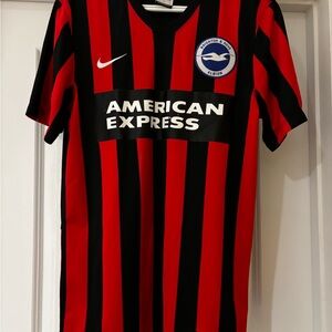 Brighton & Hove Albion FC Nike Red and Black Striped Soccer Jersey Small